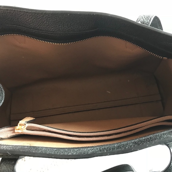 Michael Kors Black Leather Purse Tote with Fur Pom Pom - Picture 9 of 10